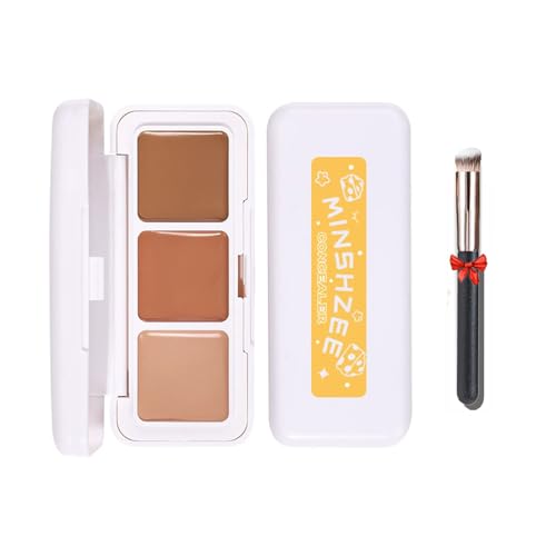 UZYXC Corrector Creme 3 en 1, Corrector para Ojeras y Manchas, Maquillaje Facial, No Obstruye los Poros, para Contornear e Iluminar, Incluye Pincel Corrector (Set)
