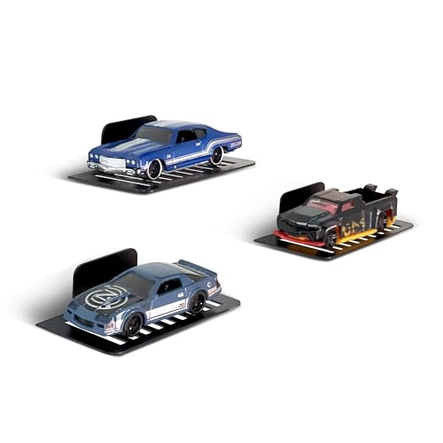 Image of Metal 1:64 Diecast Car Display Rack Set | Wall-Mount Self-Adhesive Toy Car Organizer for Kids & Adults | Black Steel Shelves for Home, Bedroom & Showcase Decor | Pack of 12