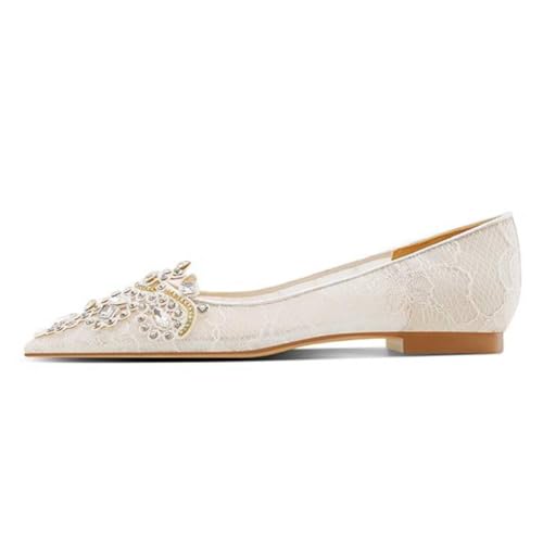 XYD Women's Sense of Luxury Pointed Toe Jewelry Pearl Studs Slip On Embroidery Low Heel Flats Comfortable Wedding Elegant Dress Shoes2