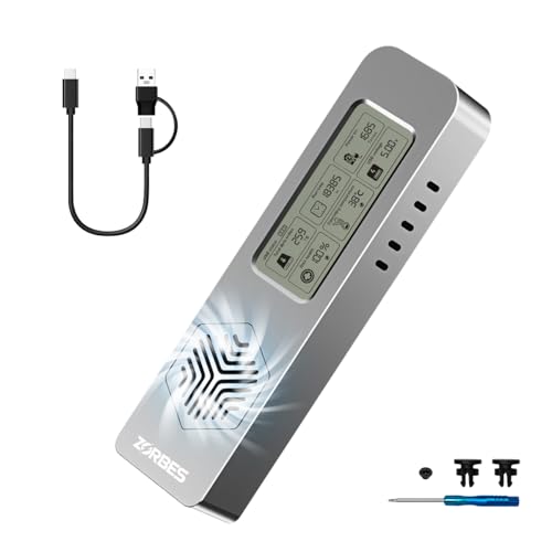 Image of ZORBES M.2 NVMe SSD Enclosure USB 3.2 Gen2, 10Gbps Dual Protocol Solid-State Drive Case with Intelligent Health Detection & Cooling Fan, High-Speed Aluminum SSD Reader for M.2 NVME 2230 /2242 /2260 /2280