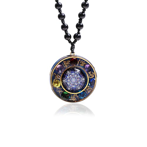 Da Piao Liang Metatron Cube Pendant Rotatable Necklace, Spinning Sacred Geometry Symbol for Meditation, Protection & Energy Activation, Spiritual Jewelry Gift for Men (1)