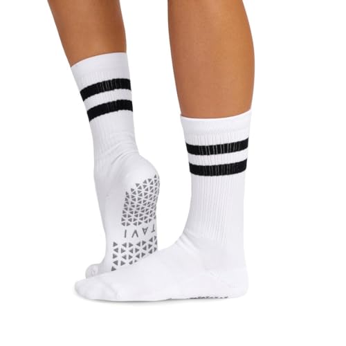 TAVI NOIR Kai Fashion Crew Grip Socks, Small, White
