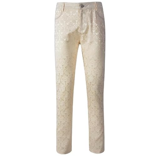 Men Trousers Pants Cream/Off White Brocade Steampunk VTG Vintage Gothic Victorian/USA4