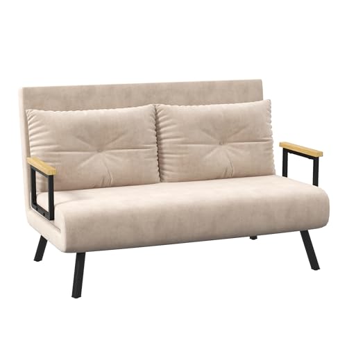 HOMCOM Sofá Cama Convertible 3 en 1 Sillón Cama de 2 Plazas Plegable con Respaldo Ajustable de 5...