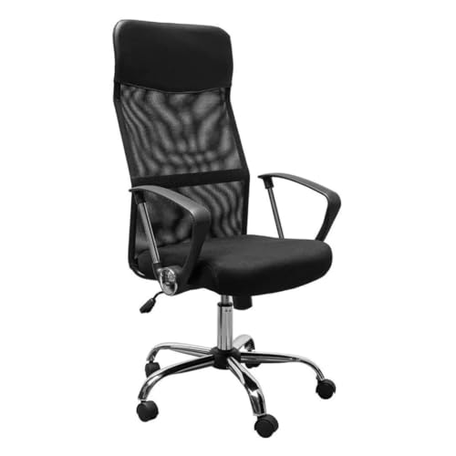 SHIITO | Modelo ErgoFlex – Silla de Oficina con Ruedas | Confort Ergonómico y Estilo Moderno | Respaldo Transpirable – Color Negro – 58x118x60 cm