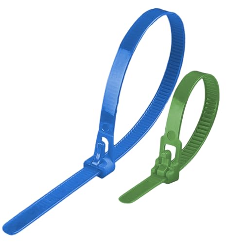 Bridas reutilizables – Paquete de 100 correas de nailon autobloqueantes | Coloridos bucles de cierre ajustables para proyectos de interior y exterior, organizador de cables multiusos para electrónica