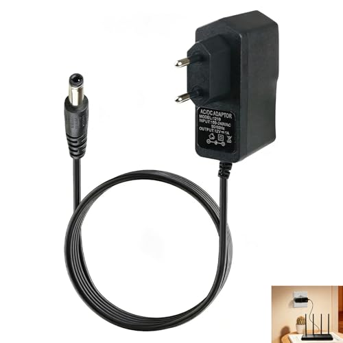 Adaptateur d'Alimentation Universelle 12V 1A 12W, 1m Adaptateur Secteur 12V AC DC 100–240V, Fiche Jack 5.5 x 2.5mm, Transformateur pour Bandes LED, Box TV,...