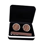 VERDANVERSE Set Fermacravatta Resistente in Legno Massello Francesi Accessori per Camicie Clip per Cravatta e Leggera Scatola