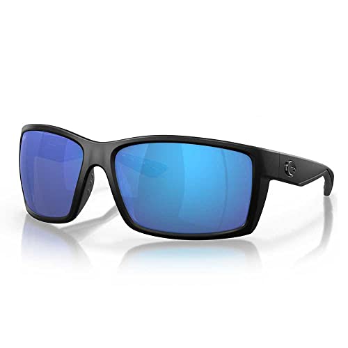 Costa Del Mar REEFTON Rectangular Sunglasses Polarized Full Rim 100% UV Protection Scratch-Resistant Blue Mirror Large Fit Hydrolite Pads Cam Action Hinges