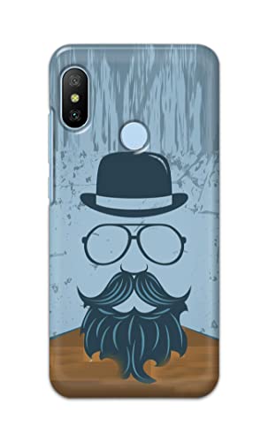 Image of PRINTFIDAA Mustache Beard and Hairstyle Hipster in Glasses Printed Designer Hard Case for Mi A2 Back Cover -(e) RPM1002