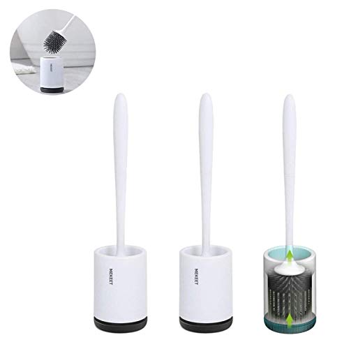 MEKEET Silicone Toilet Brush and Holder,Bathroom Toilet Brush Holder Set,Silicone Toilet Cleaning Brush Kit with Soft Bristle Brush (2pack-Flooring)