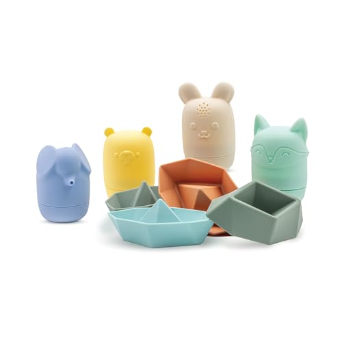 Image of SplashCraft (8-Piece Set) Silicone Bath Toy Set, Non Toxic, Pool Toy, Beach Toy, Water Toy, Infants 6-12 Months, Bath Toys for Kids Ages 1-3.