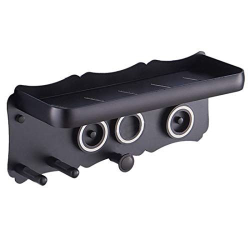 Haartrockner Halterung 3 in 1 Aluminiumlegierung Wandhalterung Halter Rack für Dyson, Schwarz (Befestigung ohne Bohren)