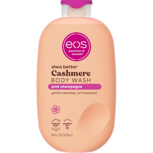 eos Cashmere Body Wash – Pink Champagne, Moisturizing Body Wash, Creamy Gel Formula, with Shea Butter, Glycerin, Vitamin E, pH Balanced, Sensitive Skin, Vegan, 16 fl oz