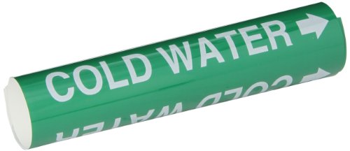 Marqueur de tuyau Brady Eau froide B-689 en PVC blanc et vert