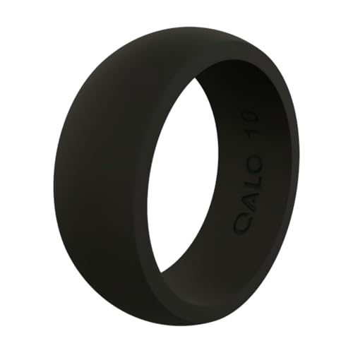 QALO Classic Silicone Ring for Men (Black, Size 12) - Breathable & Durable Silicone Wedding Bands - Mens Silicone Wedding Rings - Rubber Engagement Rings for Him
