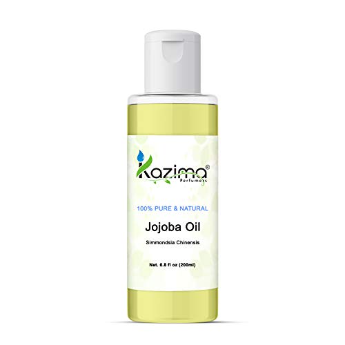 Image of KAZIMA Jojoba Cold Pressed Carrier Oil - 100% Pure Natural Unrefined - Exceptional Moisturizer for Face, Skin, Hair & Nails - Perfect for Sensitive & Dry Skin - Enriched in Fatty Acids, Vitamins C and E (200ML)