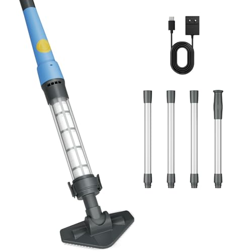 Aspirador de mano inalámbrico para piscina y jacuzzi. Recargable con 60-90 minutos de autonomía, barra telescópica y filtro fino lavable, ideal para spa, jacuzzi y piscinas sobre el suelo