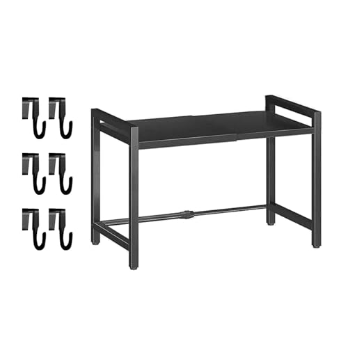 Estante de microondas que ahorra espacio con ganchos Estante de cocina portátil para horno y utensilios de cocina Marco fuerte de acero al carbono