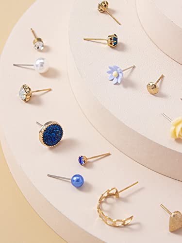 Image of Shining Diva Fashion 30 Pairs Combo Set Stylish Crystal Pearl Earrings for Women and Girls