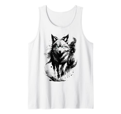 Modischer Wolf mit blauen Augen im künstlerischen Design Tank Top Modischer Wolf mit blauen Augen im künstlerischen Design Tank Top