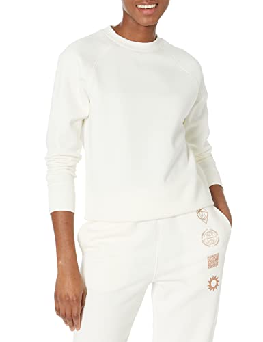 Amazon Essentials Womens Relaxed-Fit Crewneck Pullover Long-Sleeve Sweatshirt Eggshell White Medium
