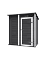 Keter Essential Shed 6x4 Resin Outdoor Storage Shed Ideal Storage for Patio Furniture, Garden Tools Bike Accessories, Beach Chairs and Lawn Mower, Black and White