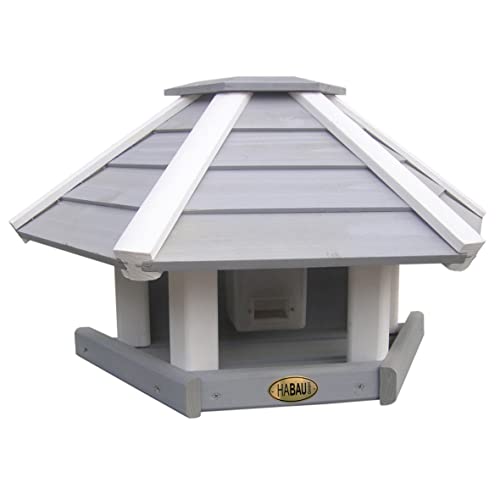 HABAU Vogelhaus Wandhänger aus Holz, grau/weiß - Futterstation mit Aufhängung HABAU Vogelhaus Wandhänger aus Holz, grau/weiß - Futterstation mit Aufhängung