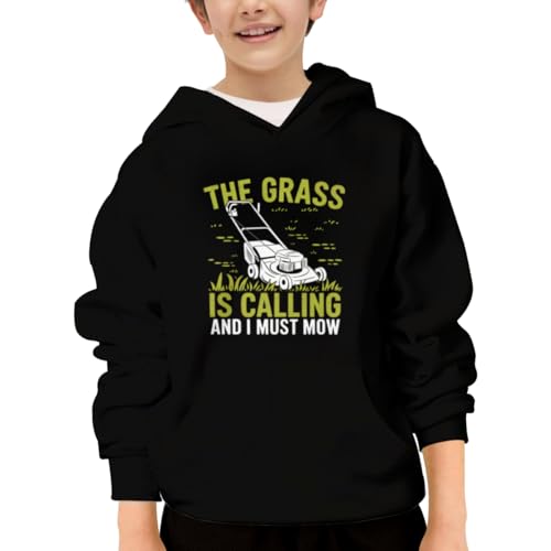 Grass is Calling Lawn Mower Garden Gardener Gift Hoodies for Teen Girls Boys Lightweight Kangaroo Pocket Sweatshirt