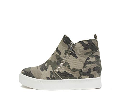 Image of Soda Taylor Hidden Wedge Sole Booties Ankle Heels Sneaker Shoes Side Zipper