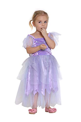 Girls Princess Tinkerbell Long Dress Halloween Cosplay Costume Purple
