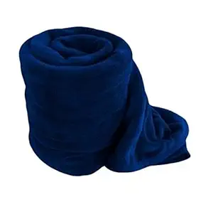 Wavva 500 TC Solid/Plain Light Weight Polar Fleece Single Warm Or Hot AC Blanket (90X60 Inches,(Blue) skinfriendly