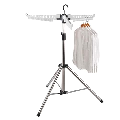 Tendedero plegable de pie para uso en interiores y exteriores, ligero y resistente a la intemperie, para balcón y lavandería, color blanco