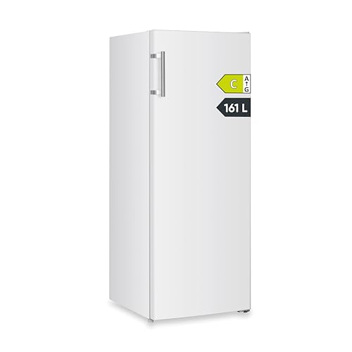 SEVERIN congelador de 4 estrellas, congelador con tecnología no-frost, función de congelación rápida, alarma de apertura de la puerta, capacidad neta de 161 litros, solo 39 dB, blanco, GS 8868 (CEE C)