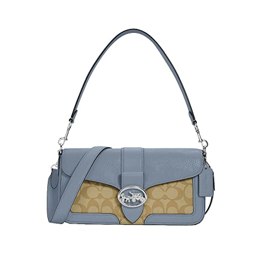 coach light blue handbags - Coach Women's Georgie Shoulder Bag (Signature Canvas - Light Khaki - Marble Blue)