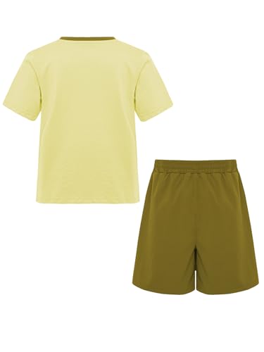 easyforever Girls Kids 2-piece Summer Sports Outfit Quick Dry Moisture Wicking For Workout Outdoor Activities Light Green 11-12 Years4