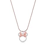 Producto oficial de Disney Disney Minnie Mouse - Collar de cristal chapado en oro rosa con lazo