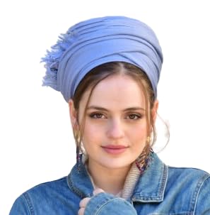 Beeri Soft Blue Headscarf TICHEL, Hair Snood, Head Scarf, Head Covering, Jewish Headcovering, Scarf, Bandana, Apron
