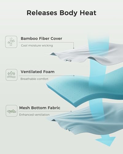 PERLECARE Queen Mattress Topper - 3 Inch Cooling Memory Foam Mattress Pad Made with CertiPUR-US® Certified Foam, Bed Topper with Bamboo Cover,Removable & Washable & Non-Slip, Oeko-Tex Certified
