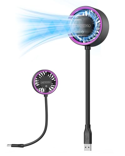 Image of ARCTICOOL Car Fan, 2.75-Inch Mini Portable USB Fan with 3 Speeds, 5V Flexible Neck 360 Rotatable Personal Cooling Desk Fan for Home, Travel, Camping, Commuting, Office (USB Laptop & Adapter Powered)