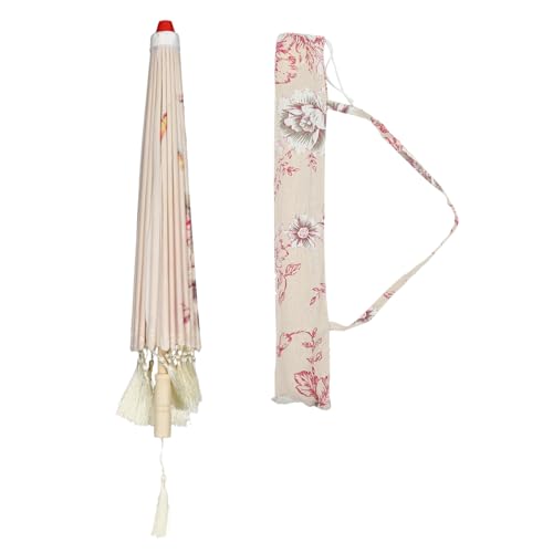 minkissy 1 Juego De Sombrilla De Danza De Estilo Antiguo Sombrilla De Tela De Seda Bordada Sombrilla De Papel Engrasado Sombrilla Oriental Sombrilla De Encaje Sombrilla De Papel Para