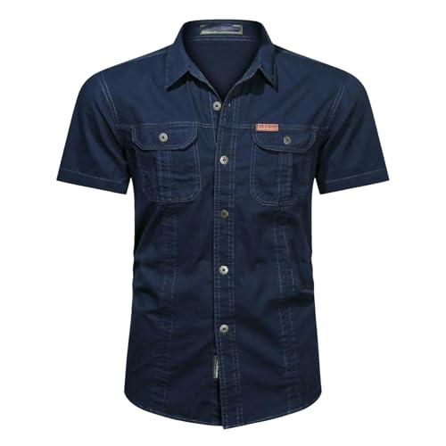 Chemise d'été manches courtes homme anti-transpiration vêtement de travail coton