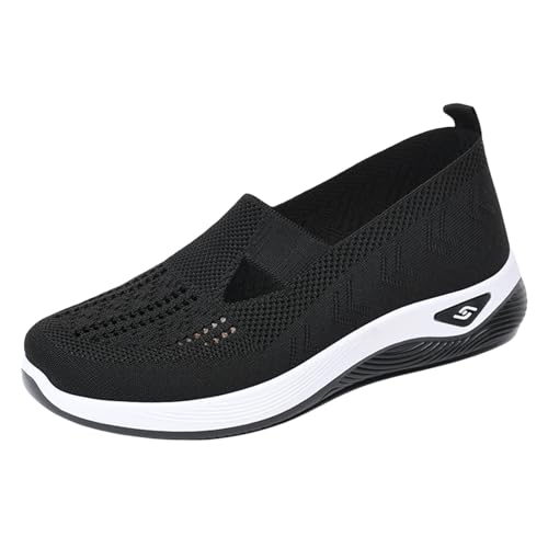 Women's Orthopedic Shoes Woven Breathable Soft Shoes Wide Width Slip on Lightweight Sneakers Arch Support Diabetic Sneakers Mesh Air Cushion Athletic Trainers Jogging Running Footwear
