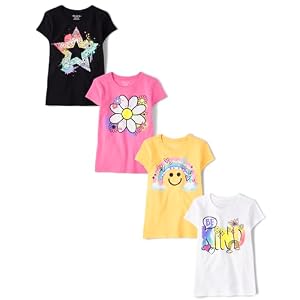 The Children’s Place Girls Trends,Icons Short Sleeve Graphic T-Shirts,4 Pack