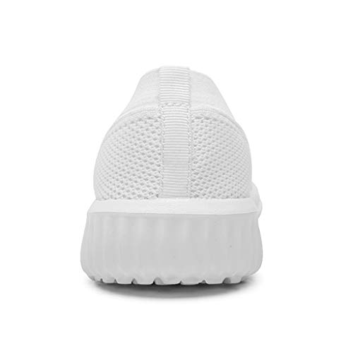 Women's Athletic Walking Driving Shoes Casual Mesh Comfortable Sneakers Loafers Slip On Flats Tennis Trainer Shoes (US:5, White)