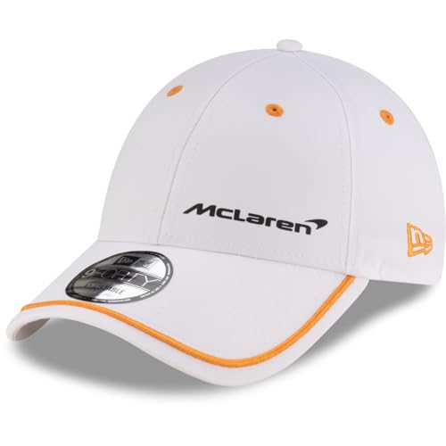 New Era Mens Contrast Piping 9Forty Baseball Hat, Adjustable Cap ~ McLaren F1 White, White, One Size