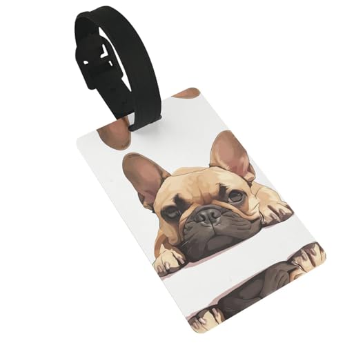 Etichette per bagagli con stampa di bulldog francese con cinturino staccabile, etichette per borse da viaggio, facili da identificare