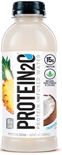 Protein2O Low Calorie Protein Infused Water, 15G Whey Protein Isolate, Tropical Coconut (Pack Of 12), 16.89 Ounce & Low Calorie Protein, 10G Whey Protein Isolate, Peach Mango (16.9 Oz, Pack Of 12) #TOP1