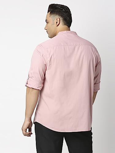 Image of Thomas Scott Mens | Full Sleeve | Solid Plain Color | Regular Fit | Plus Size | 100% Cotton | Mandarin Collar | Casual | Shirt