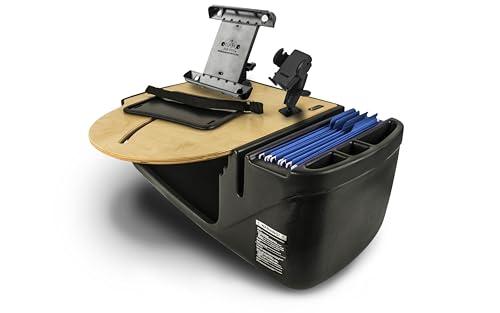 Image of AutoExec AE-RMCD-PM-TAB-11M Roadmaster Car Desk for Your Vehicle Workstation and Mobile Office, Natural with Phone Mount and Tablet Mount | Vehicle Workstation, Mobile Office, Phone Mount, Tablet Mount